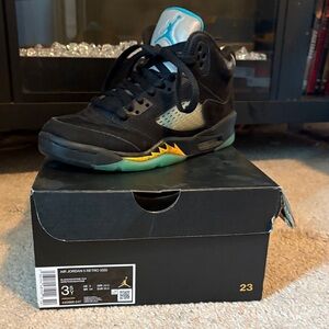 Jordan Kids Sneakers in Black with Teal and Yellow Accents